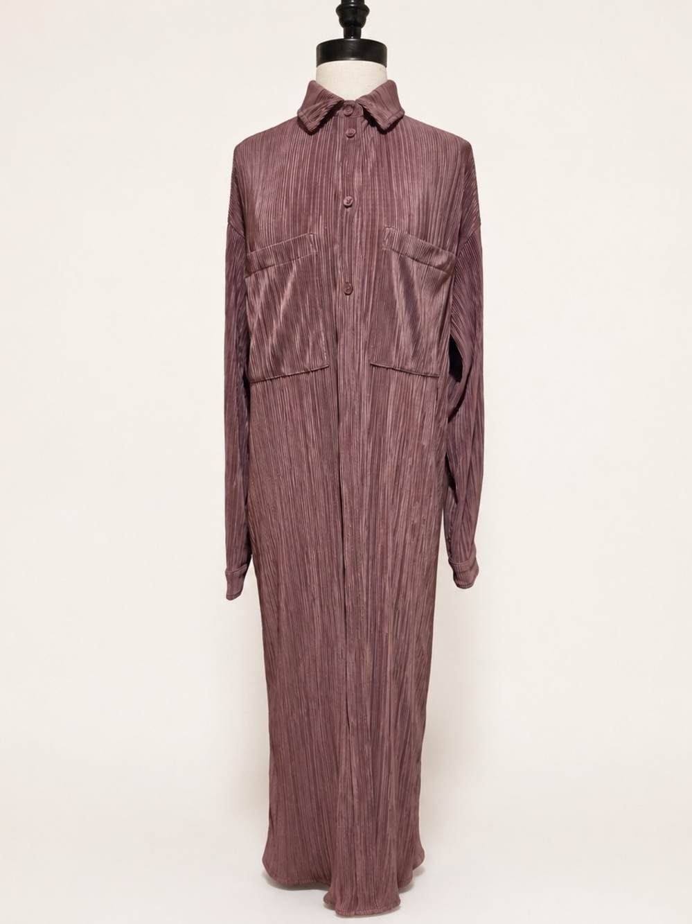 ALO Yoga Micro Plisse Shirt Dress Burgundy Truffle XS NWOT